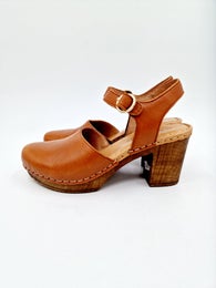 Ten Points Amelia ruskea nahka puupohja umpik&auml;rki sandaali koko 37