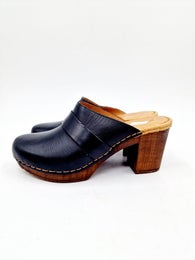 Ten Points Amelia musta nahka puupohja pistokas koko 37