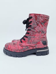 Rieker kiilt&auml;v&auml;n punainen "printtikuosi" maihari koko 37