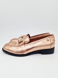 Babouche ruusukultainen nahka loafer koruilla koko 37