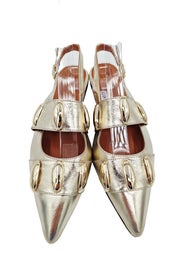 Babouche kultainen nahka balleriina slingback koko 37
