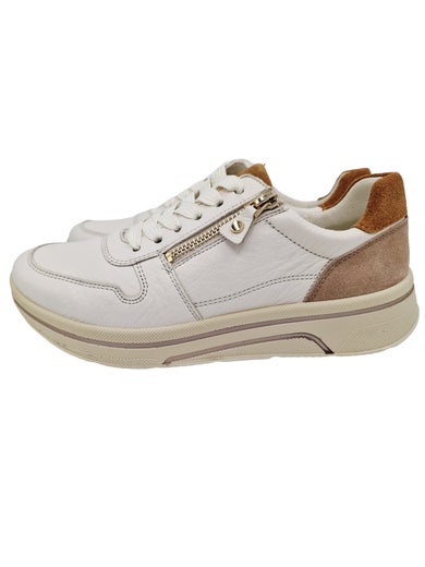 Ara  Sapporo valko ruskea nahka lenkkari leve&auml; H-lesti koko 4&frac12;