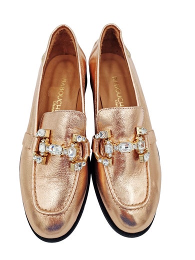 Babouche ruusukultainen nahka loafer koruilla koko 37