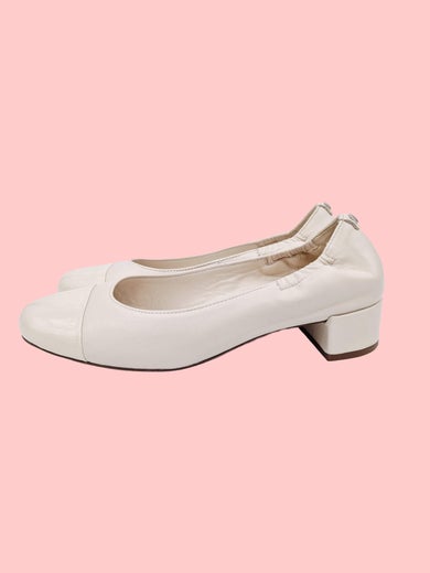 H&ouml;gl  valkoinen nahka avokas pieni korko koko 4&frac12;